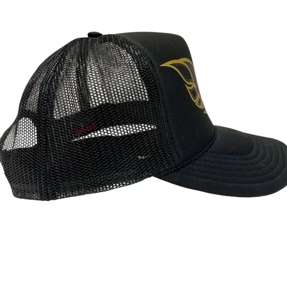 OTTO Black Trucker Hat Gold Eagle Logo Men One Size Fits Most Mesh Back Snapback - Picture 2 of 7